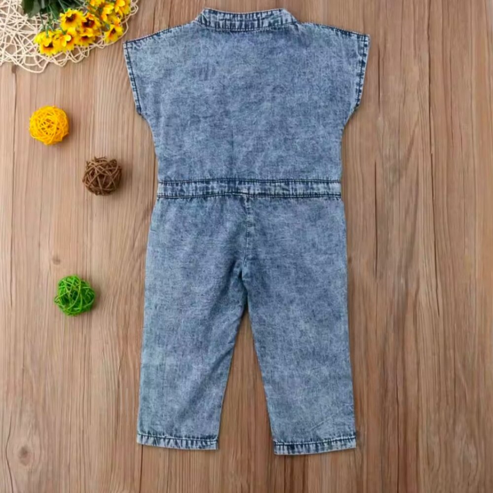 Denim Girl Romper First Birthday Winnie the Pooh clothes Pooh outfit Jumpsuit - Picture 5 of 5